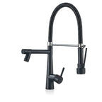 Torneira gourmet monocomando Royal Gourmet Pro preta com mola e ducha extensível, foto em fundo branco - Torneiras Royal