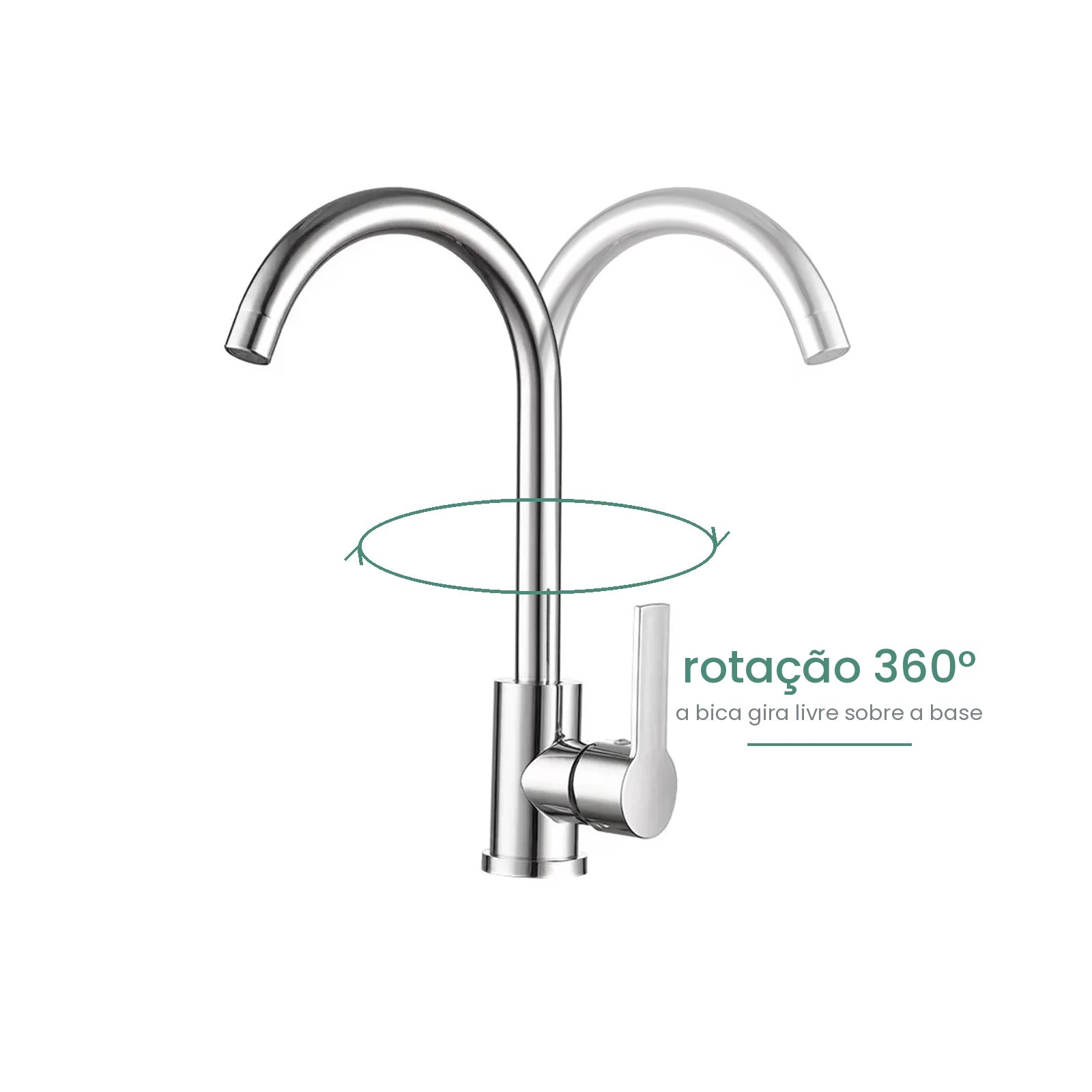Torneira monocomando Royal Elite com rotação de 360 graus: a bica gira livremente sobre a base