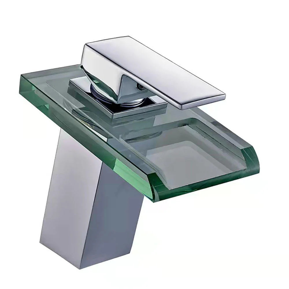 Torneira Para Banheiro Cascata Gourmet Monocomando AquaGlam - Aço Escovado 1 Furo