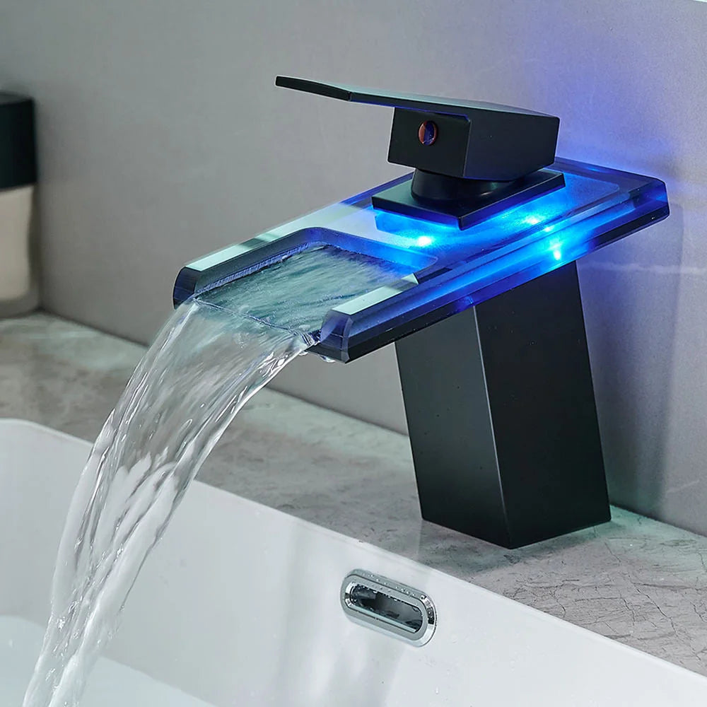 Torneira Para Banheiro Cascata Gourmet Monocomando AquaGlam - Preto 1 Furo