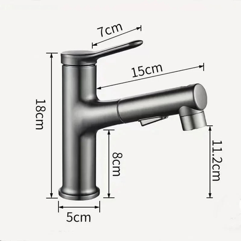 Torneira Para Banheiro Monocomando Misturador 3 Funções Com Bica Extensível Inox 304 - imagem do produto 2