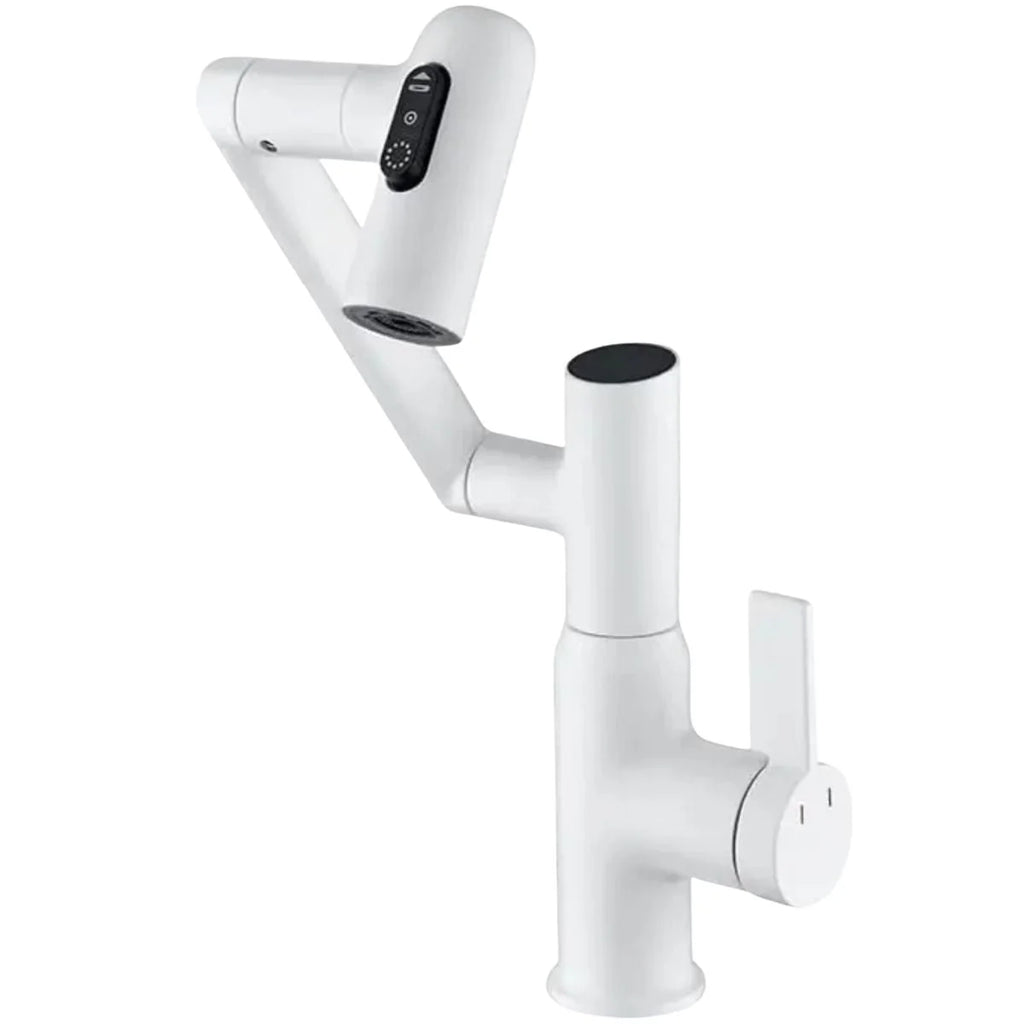 Torneira Para Banheiro Monocomando Misturador Com Display Digital LED 360° Rotação - Branco