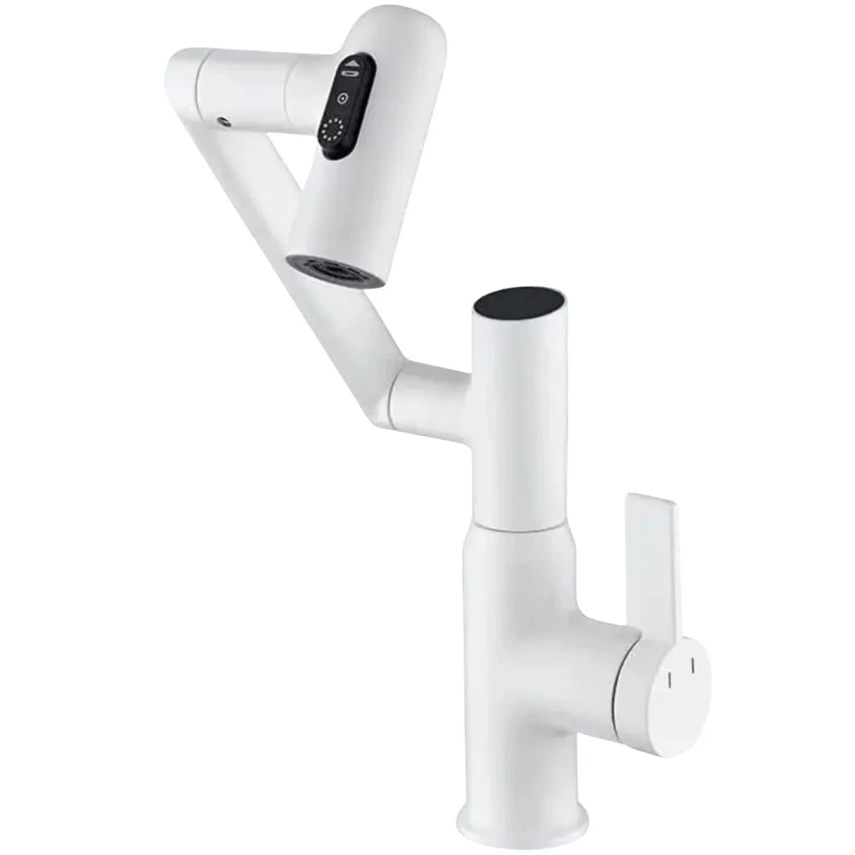 Torneira Para Banheiro Monocomando Misturador Com Display Digital LED 360° Rotação - Branco