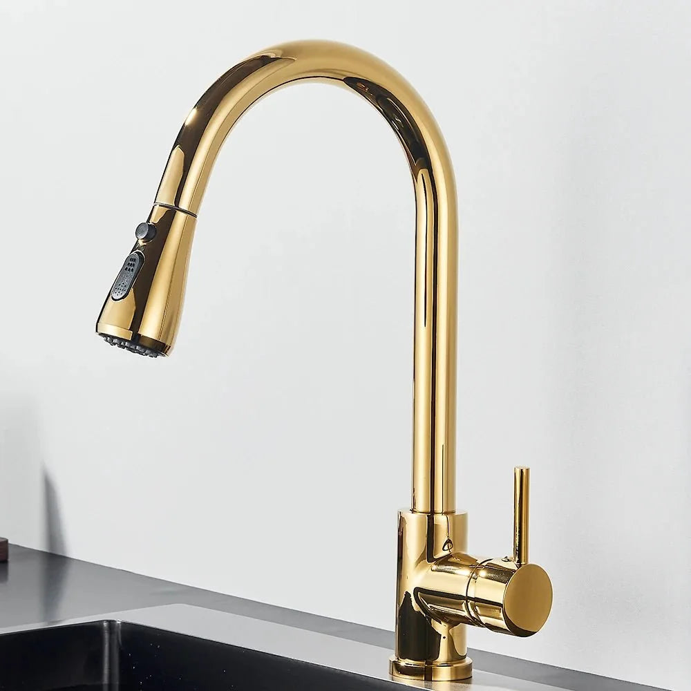 Torneira Para Cozinha Flexível Gourmet - Dourado