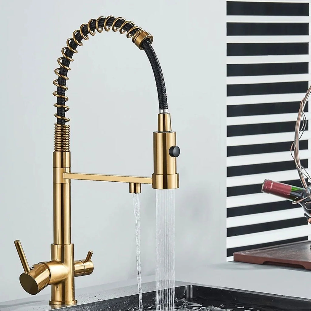 Torneira Para Cozinha Gourmet Articulada Com Filtro - Dourado