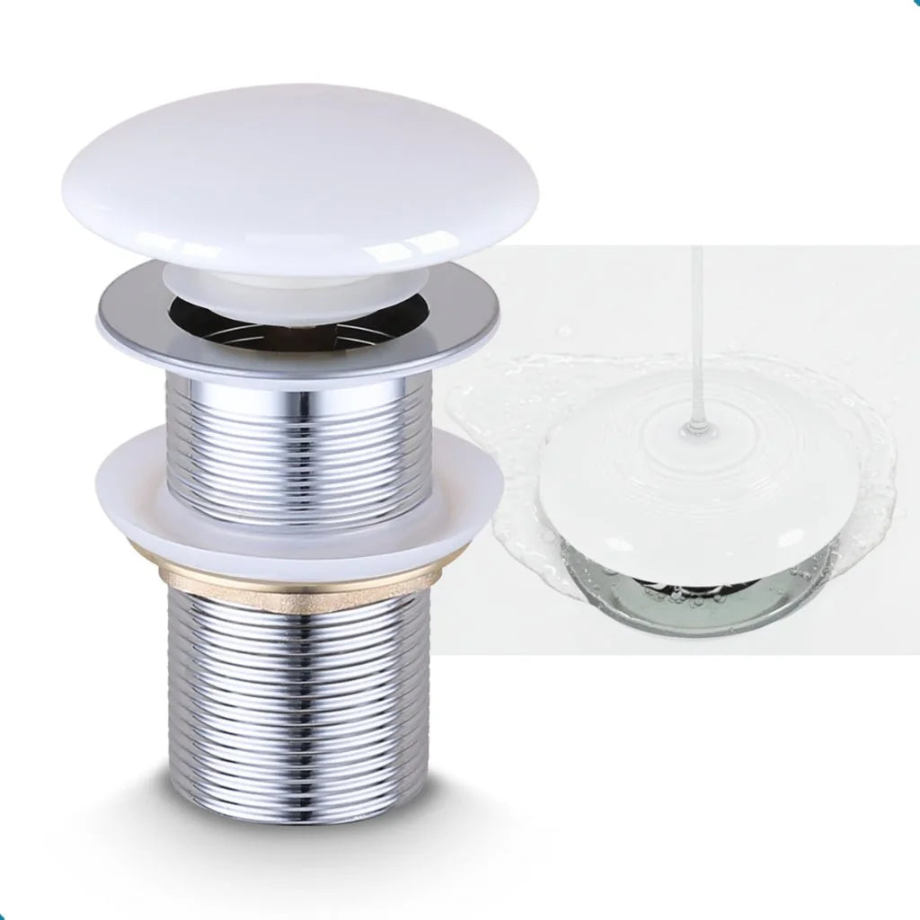 Válvula Click Banheiro Aço Inox 201 Acabamento Em Cerâmica Branca - foto principal