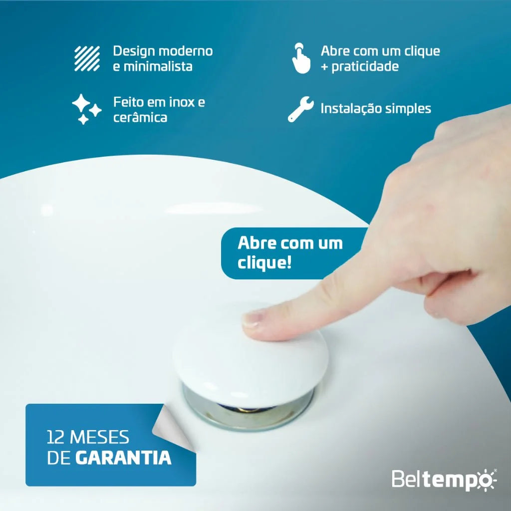 Válvula Click Banheiro Aço Inox 201 Acabamento Em Cerâmica Branca - imagem do produto 3
