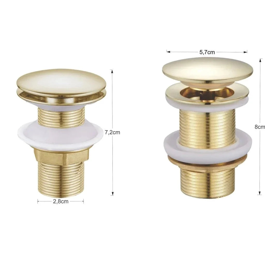 Válvula Click Pia Banheiro Lavabo Dourado Escovado Metal 7/8 Para Cubas em Geral - imagem do produto 4