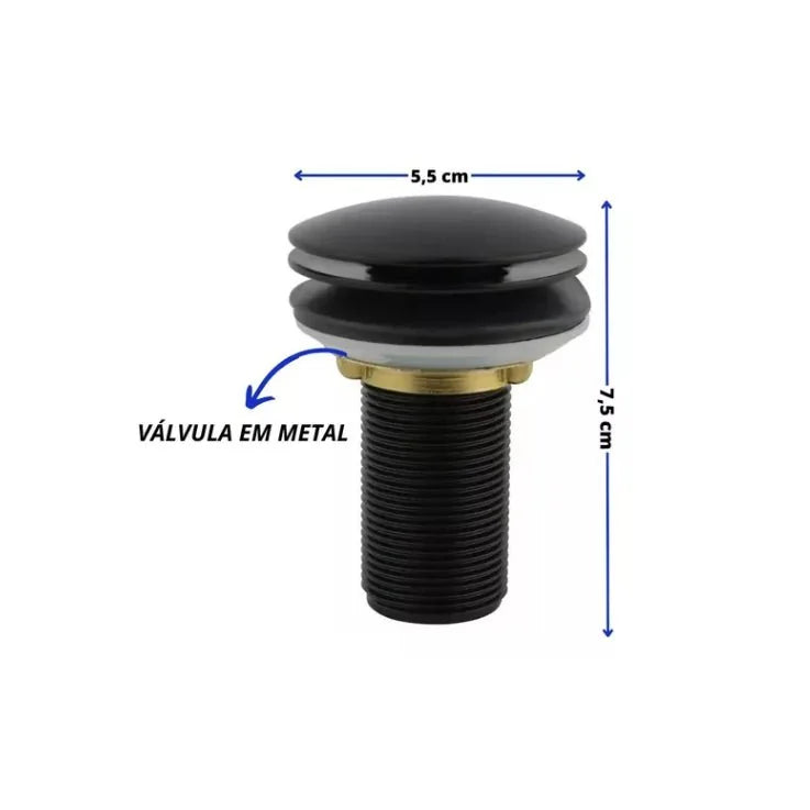 Válvula Click Pia Banheiro Lavabo Metal Preta 7/8 Para Cuba De Banheiro - imagem do produto 2
