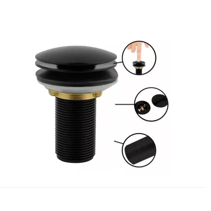 Válvula Click Pia Banheiro Lavabo Metal Preta 7/8 Para Cuba De Banheiro - imagem do produto 3