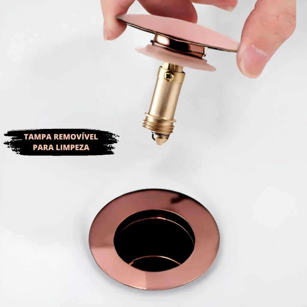 Válvula Click Pia Banheiro Lavabo P/ Cuba Pia rosé de 4cm - rosé